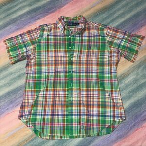 Ralph Lauren Shirt Men’s size L Green Plaid Short Sleeve